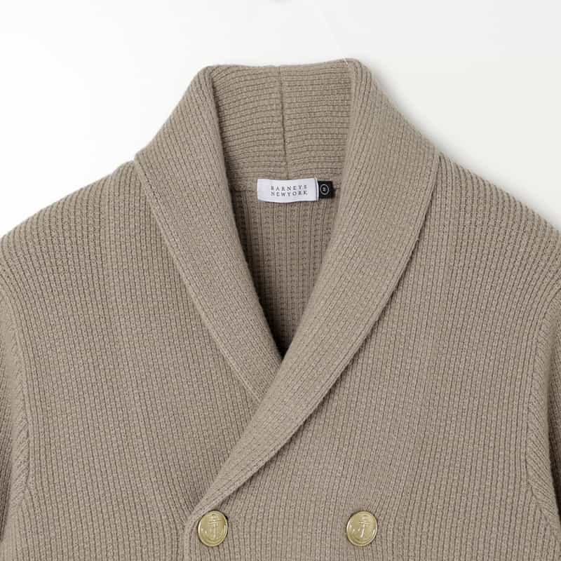 BARNEYS NEW YORK ウォッシャブル ショールカラーニットジャケット BEIGE