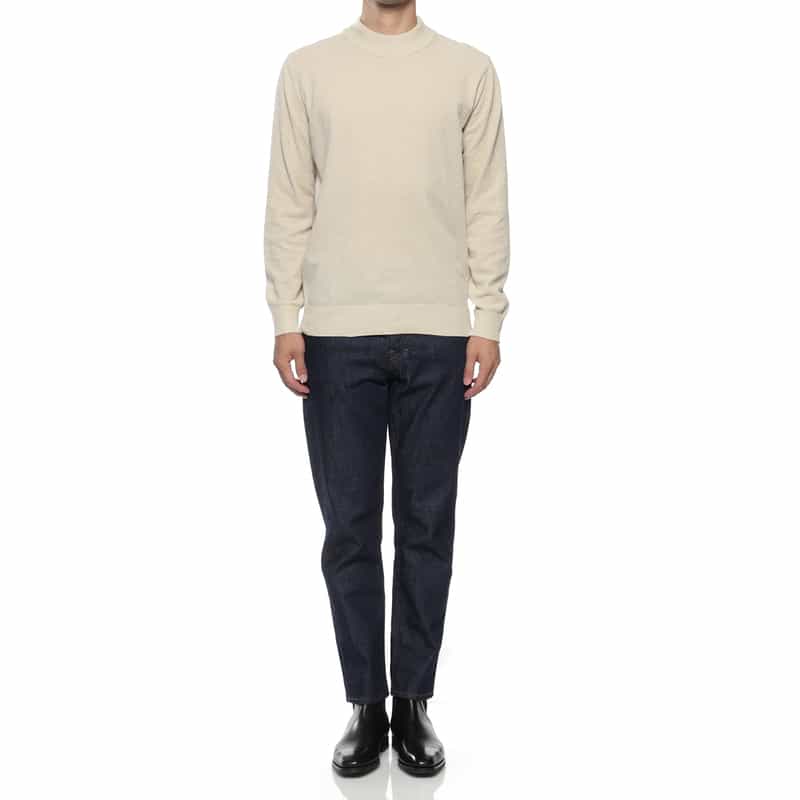 BARNEYS NEW YORK モックネックニットプルオーバー WHITE