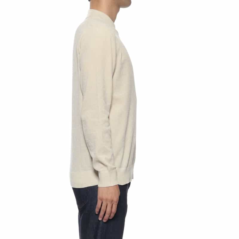 BARNEYS NEW YORK モックネックニットプルオーバー WHITE