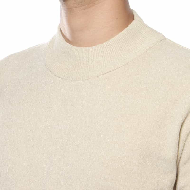 BARNEYS NEW YORK モックネックニットプルオーバー WHITE