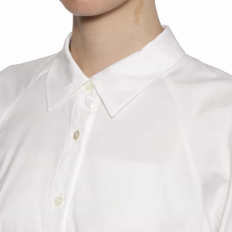 BARNEYS NEW YORK ウォッシャブル リボンカフススリーブブラウス WHITE