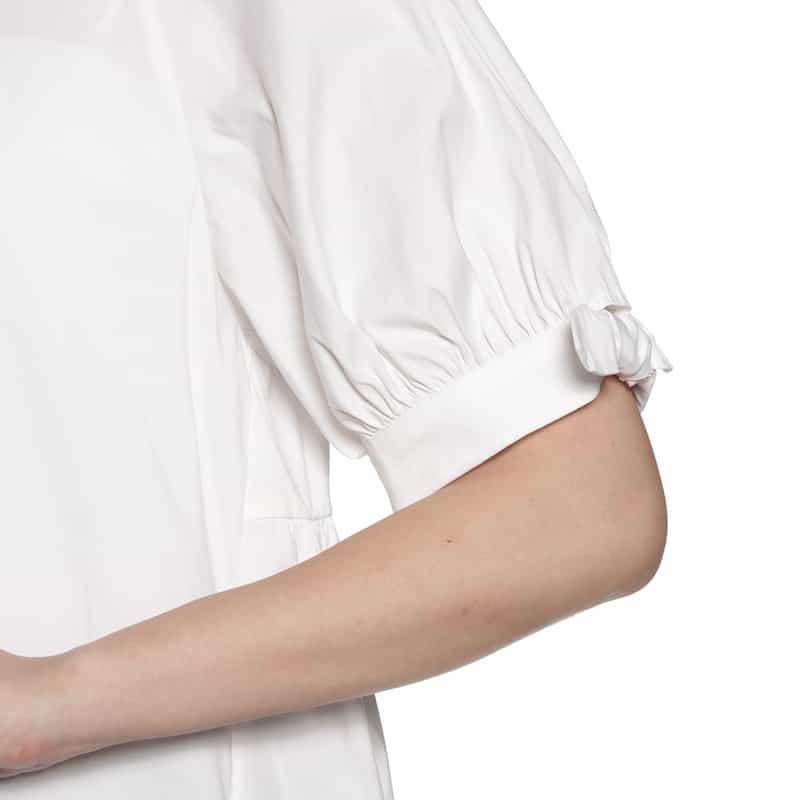 BARNEYS NEW YORK ウォッシャブル リボンカフススリーブブラウス WHITE