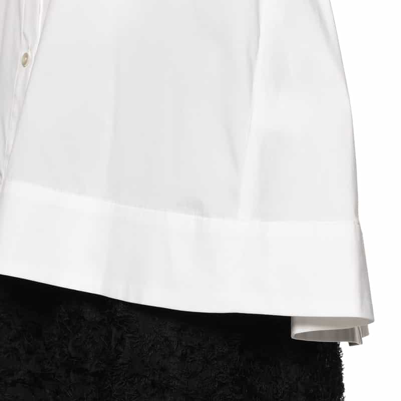 BARNEYS NEW YORK ウォッシャブル リボンカフススリーブブラウス WHITE