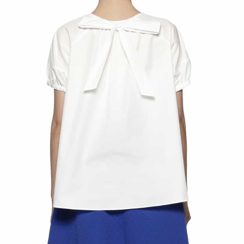 BARNEYS NEW YORK ウォッシャブル バッグリボン付ブラウス WHITE