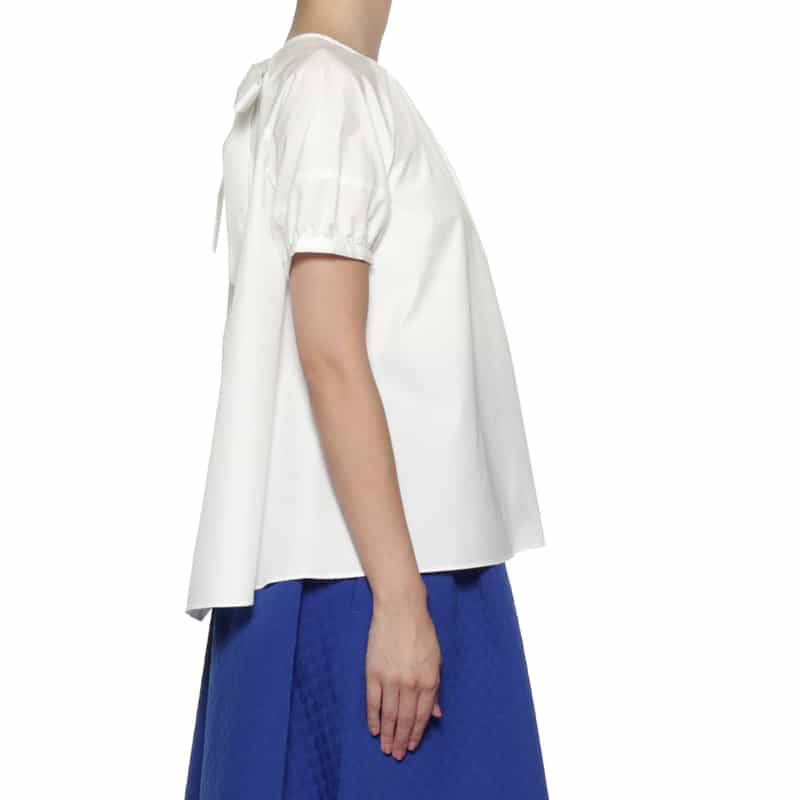 BARNEYS NEW YORK ウォッシャブル バッグリボン付ブラウス WHITE