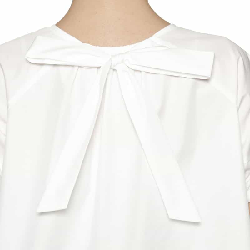 BARNEYS NEW YORK ウォッシャブル バッグリボン付ブラウス WHITE