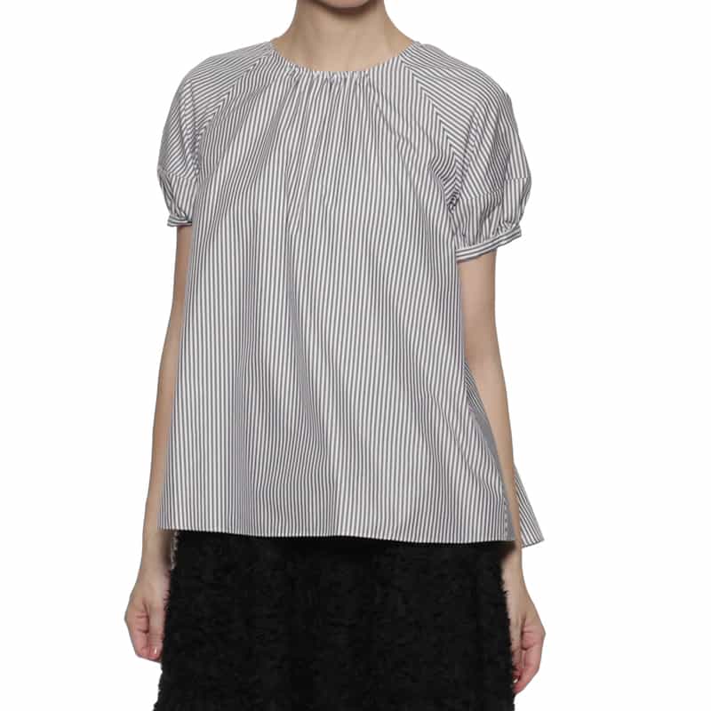 BARNEYS NEW YORK ウォッシャブル バッグリボン付ブラウス GRAY