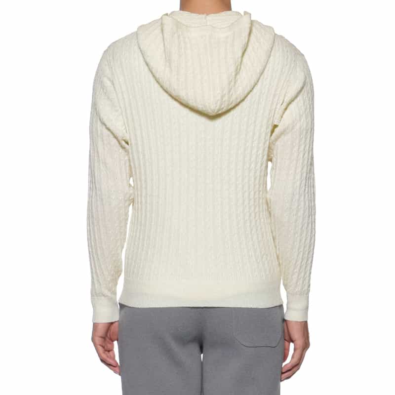 BARNEYS NEW YORK ウォッシャブル ケーブルジップアップパーカー WHITE