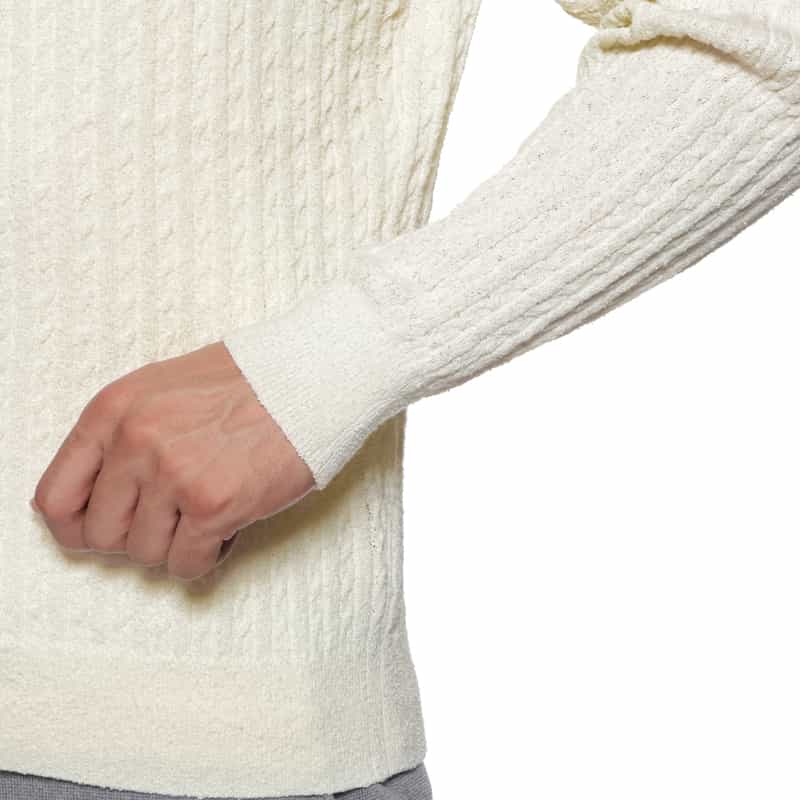 BARNEYS NEW YORK ウォッシャブル ケーブルジップアップパーカー WHITE