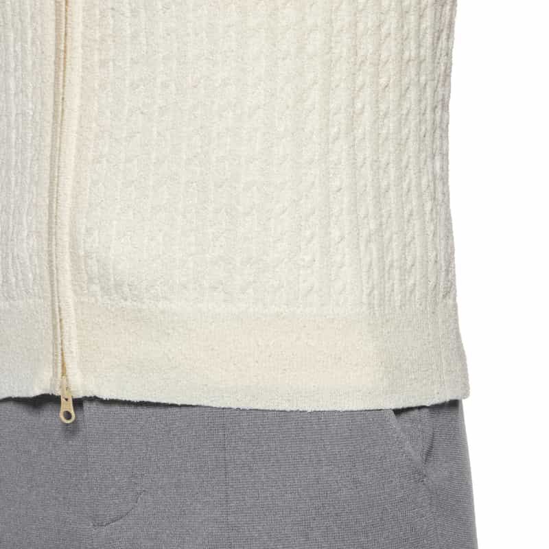 BARNEYS NEW YORK ウォッシャブル ケーブルジップアップパーカー WHITE