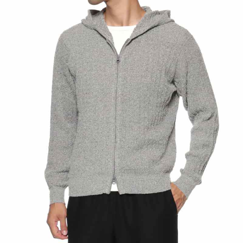 BARNEYS NEW YORK ウォッシャブル ケーブルジップアップパーカー GRAY