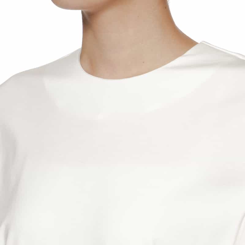 BARNEYS NEW YORK ウォッシャブル ウエストリボン ダブルスリーブカットソー WHITE