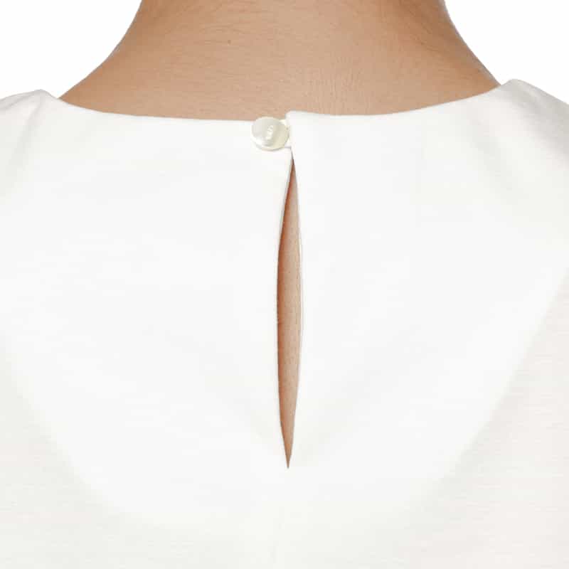 BARNEYS NEW YORK ウォッシャブル ウエストリボン ダブルスリーブカットソー WHITE