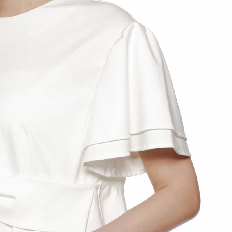 BARNEYS NEW YORK ウォッシャブル ウエストリボン ダブルスリーブカットソー WHITE