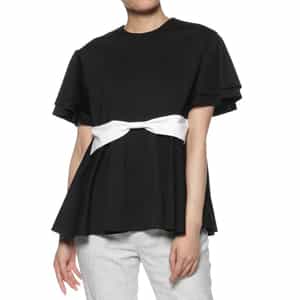 ウォッシャブル ウエストリボン ダブルスリーブカットソー