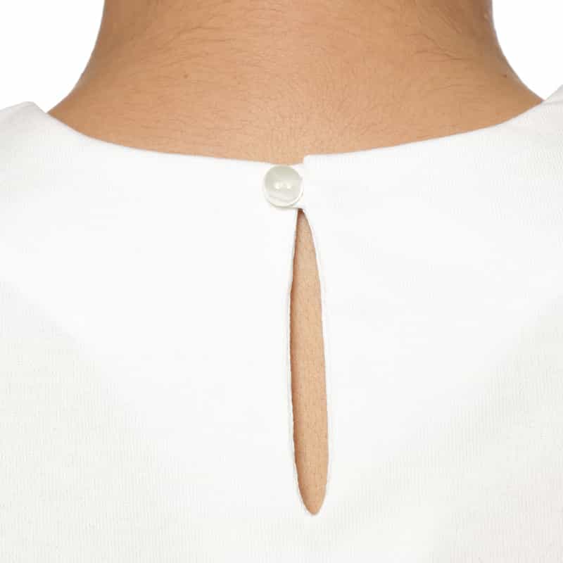 BARNEYS NEW YORK ウォッシャブル ドットレーススリーブカットソー WHITE