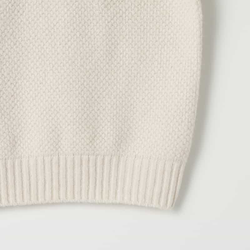 BARNEYS NEW YORK クルーネックケーブルニットプルオーバー WHITE