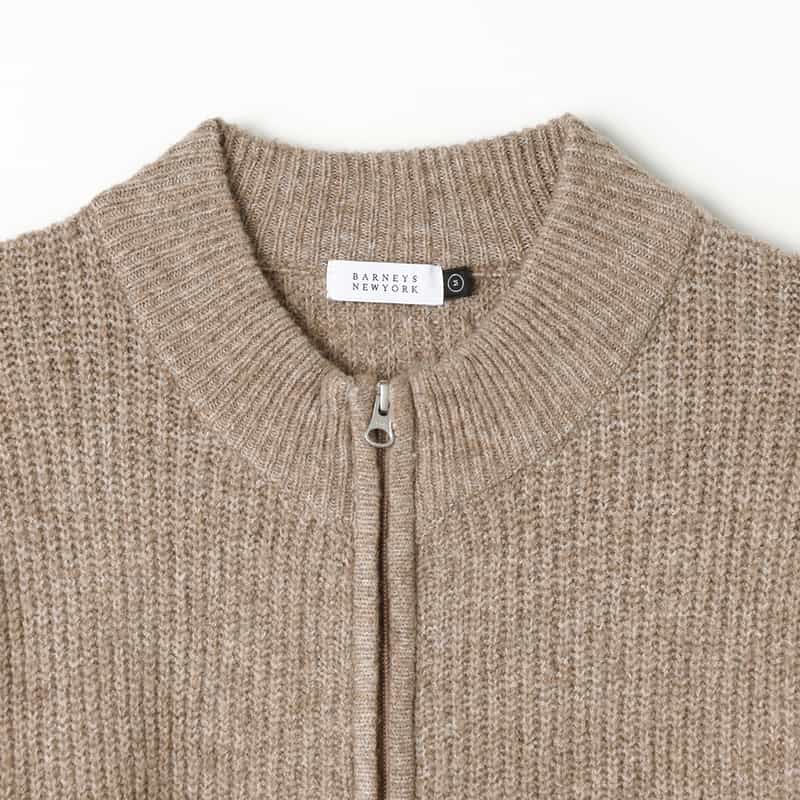 BARNEYS NEW YORK ジップアップニットブルゾン BEIGE