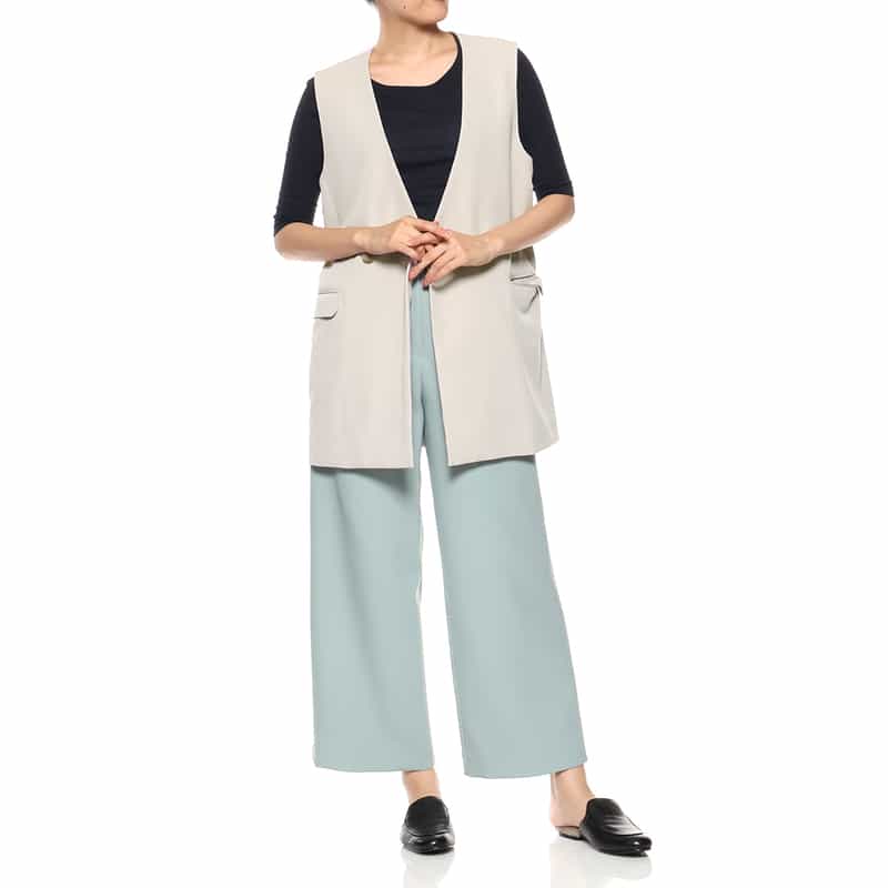 BARNEYS NEW YORK ウォッシャブル ノーカラージャケット BEIGE