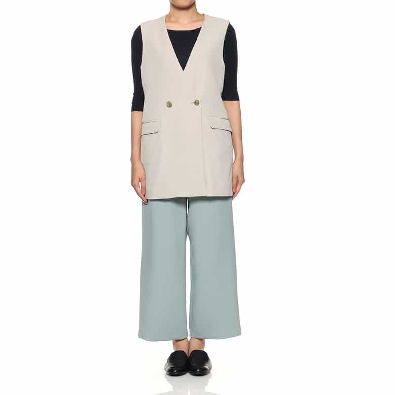 BARNEYS NEW YORK ウォッシャブル ノーカラージャケット BEIGE