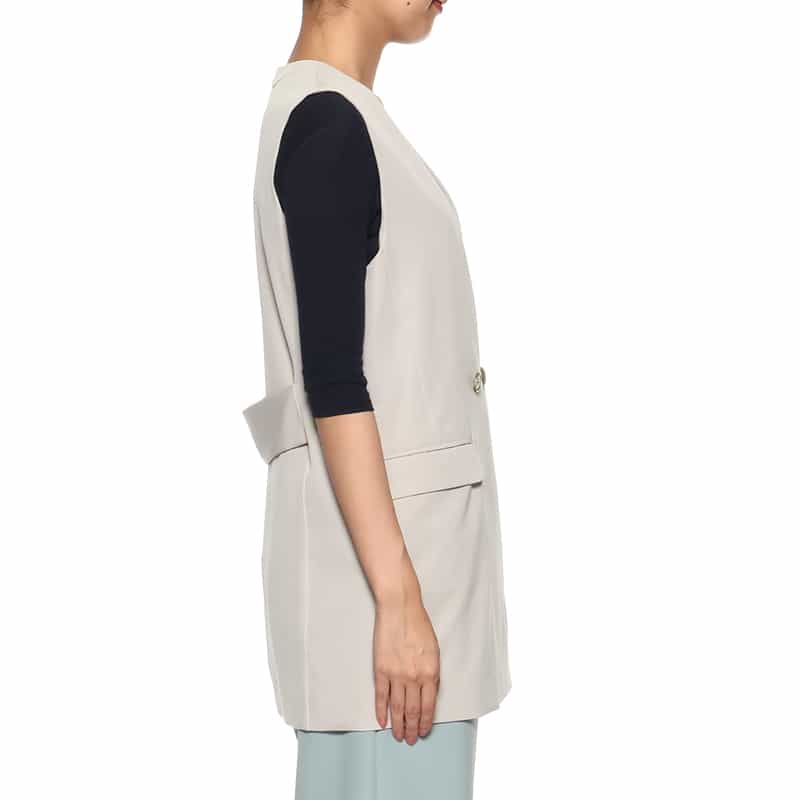 BARNEYS NEW YORK ウォッシャブル ノーカラージャケット BEIGE