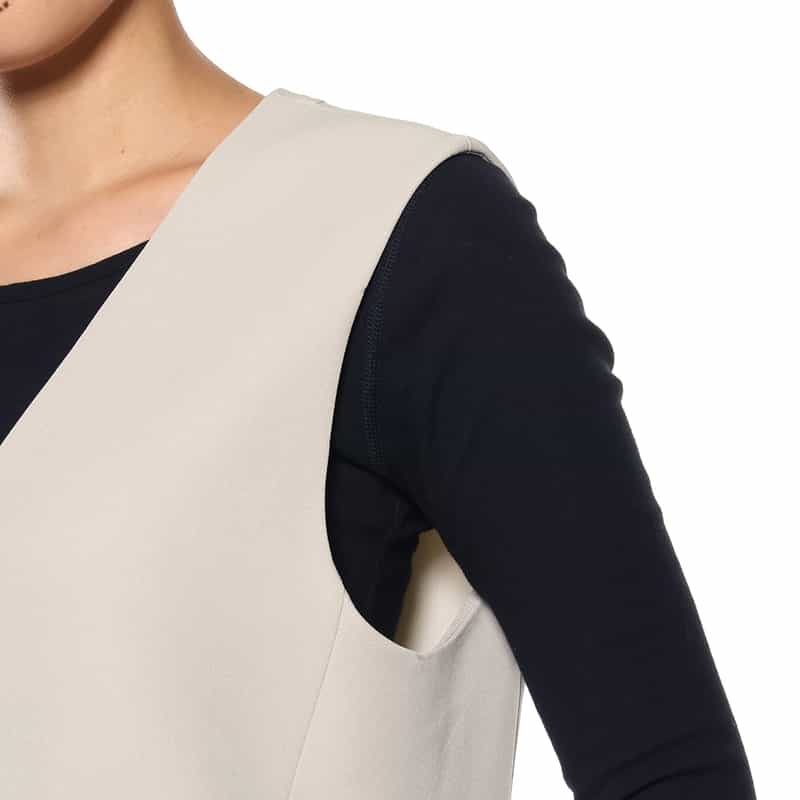 BARNEYS NEW YORK ウォッシャブル ノーカラージャケット BEIGE