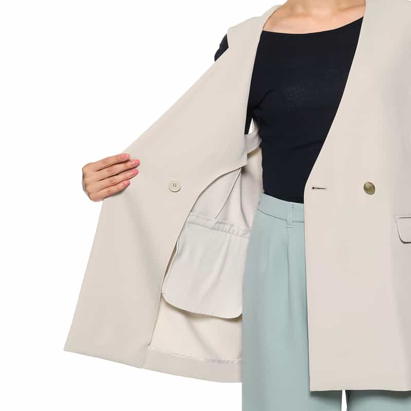 BARNEYS NEW YORK ウォッシャブル ノーカラージャケット BEIGE