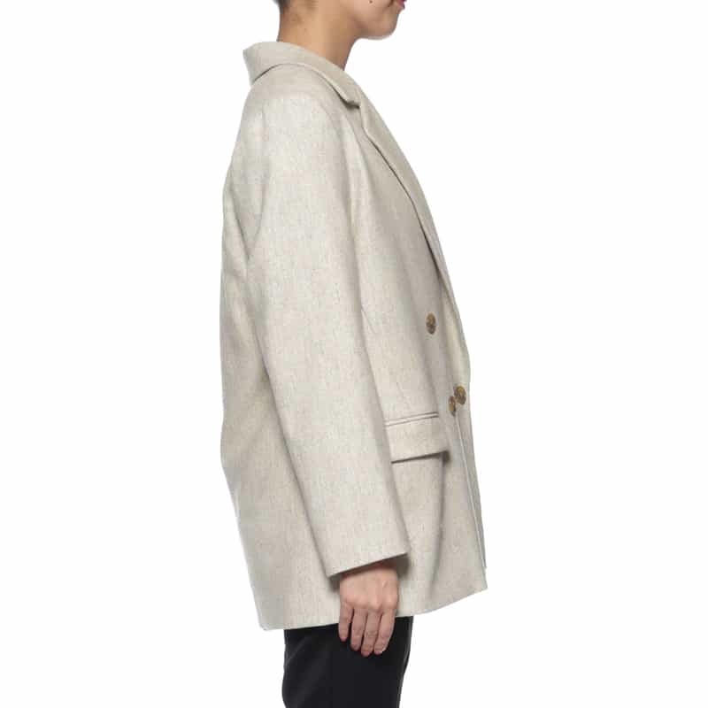 BARNEYS NEW YORK リサイクルウール ツイードライク ダブルブレストジャケット IVORY