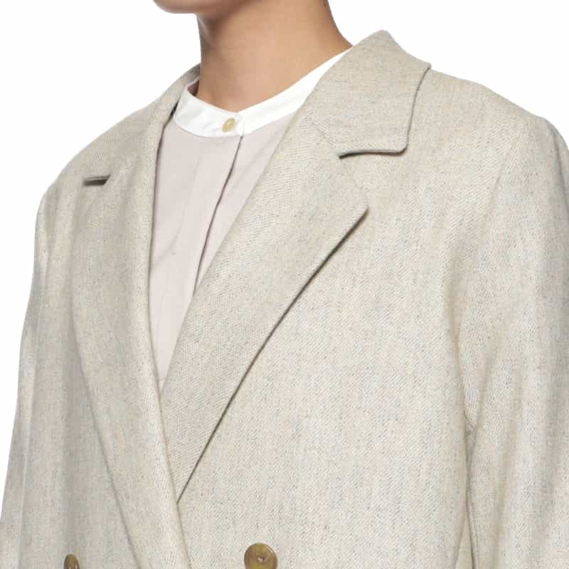 BARNEYS NEW YORK リサイクルウール ツイードライク ダブルブレストジャケット IVORY