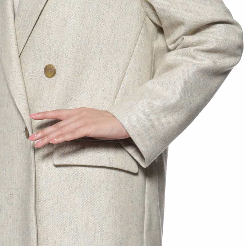 BARNEYS NEW YORK リサイクルウール ツイードライク ダブルブレストジャケット IVORY