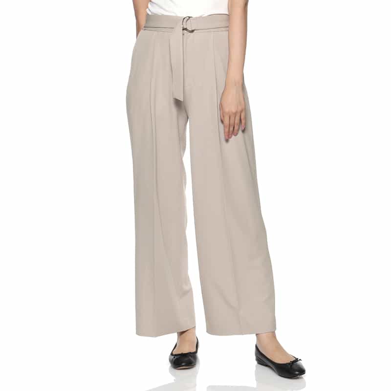 BARNEYS NEW YORK セットアップ ウォッシャブル ベルテッド ワイドパンツ BEIGE