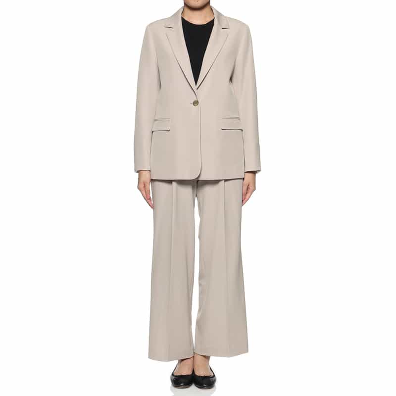 BARNEYS NEW YORK セットアップ ウォッシャブル ベルテッド ワイドパンツ BEIGE