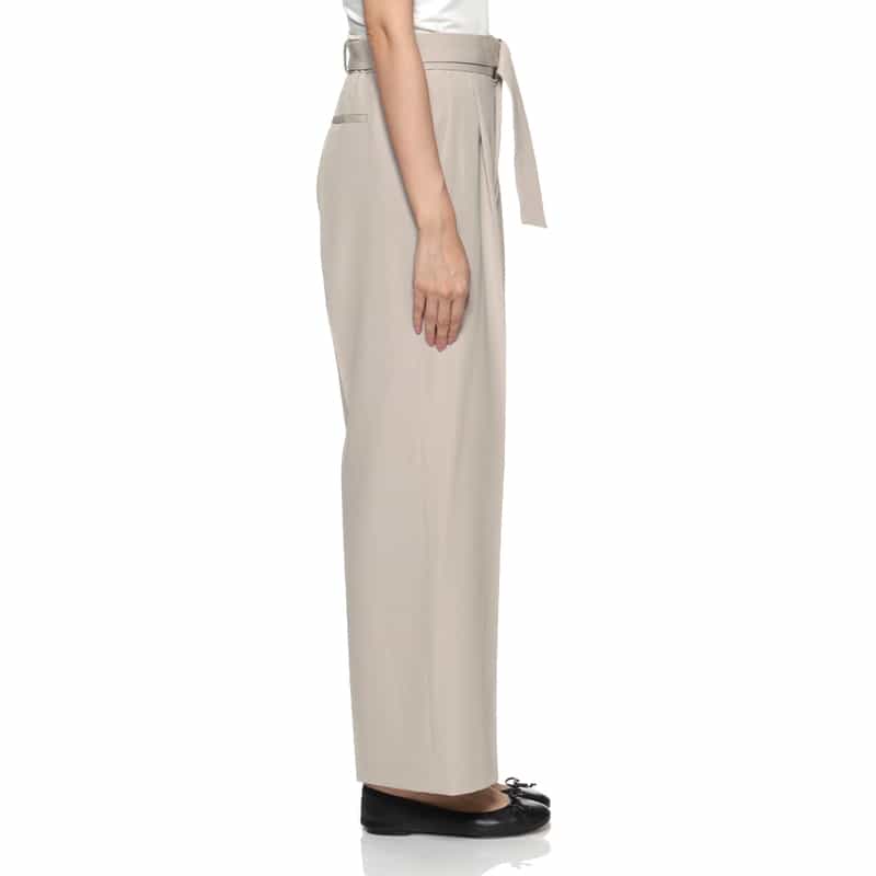 BARNEYS NEW YORK セットアップ ウォッシャブル ベルテッド ワイドパンツ BEIGE
