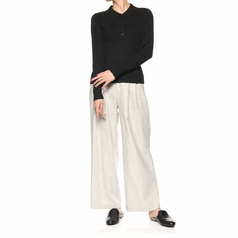 BARNEYS NEW YORK セットアップ タックワイドパンツ IVORY