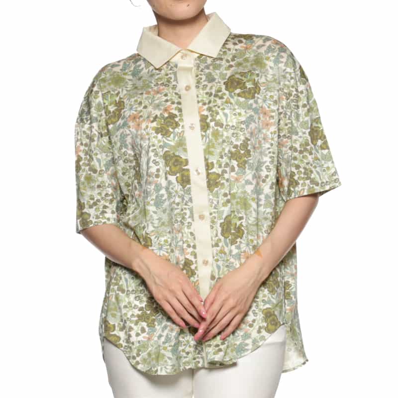 BARNEYS NEW YORK ジャージー素材ショートスリーブカジュアルシャツ IVORY