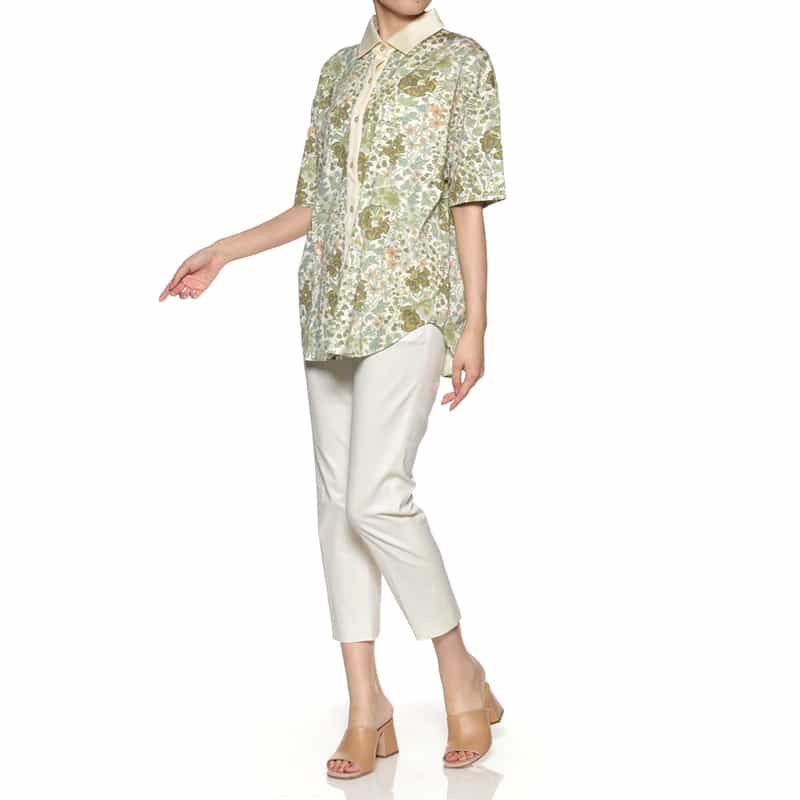 BARNEYS NEW YORK ジャージー素材ショートスリーブカジュアルシャツ IVORY