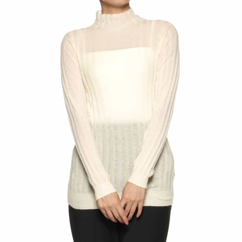 BARNEYS NEW YORK リブニットプルオーバー WHITE
