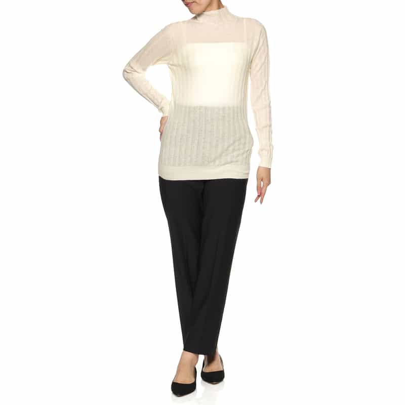 BARNEYS NEW YORK リブニットプルオーバー WHITE