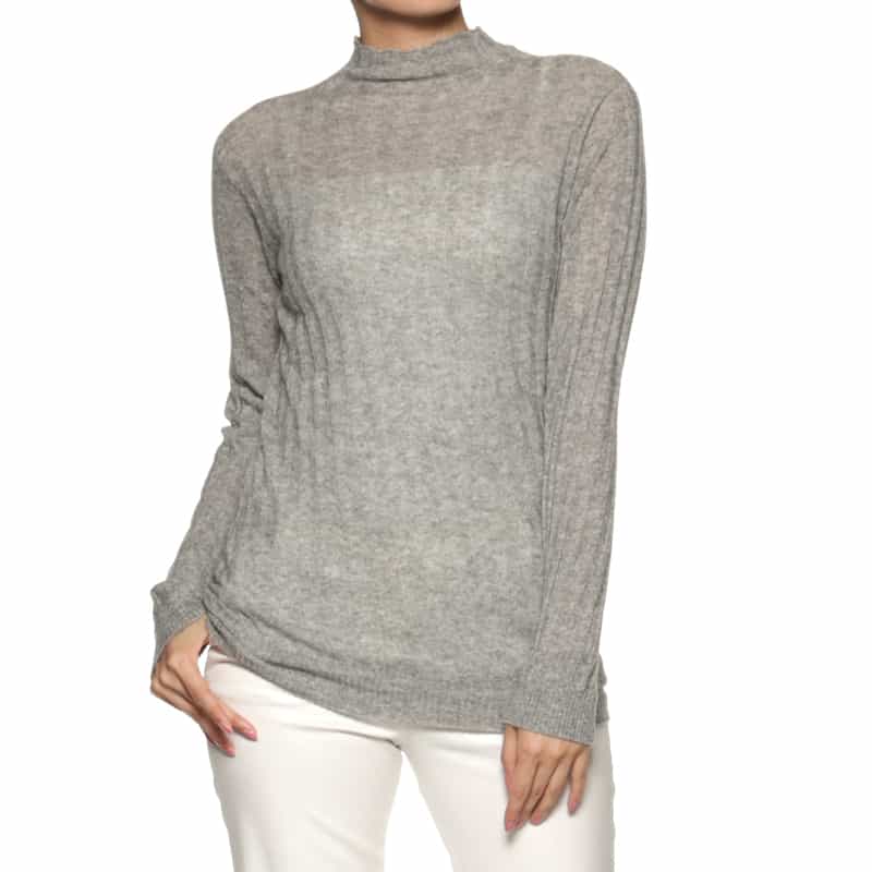 BARNEYS NEW YORK リブニットプルオーバー GRAY