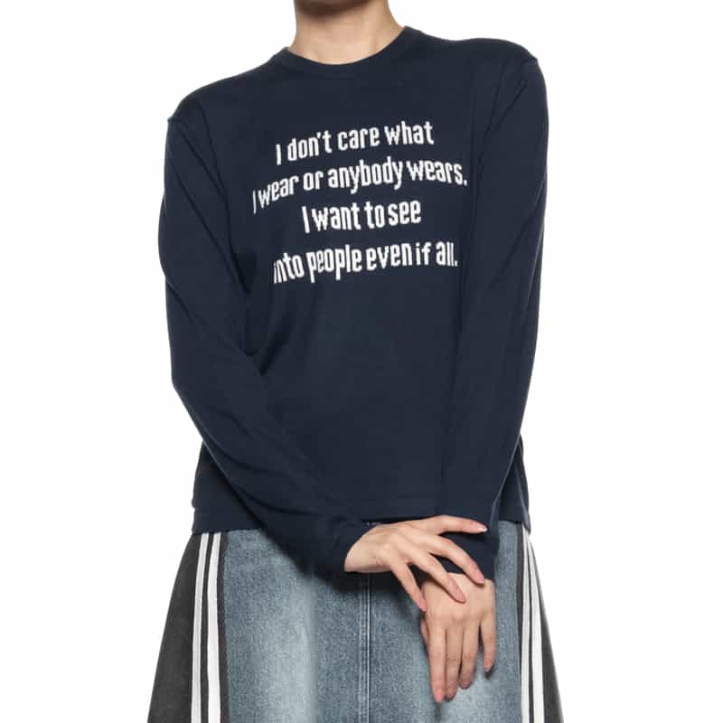 BARNEYS NEW YORK ウォッシャブル クルーネックニットプルオーバー NAVY