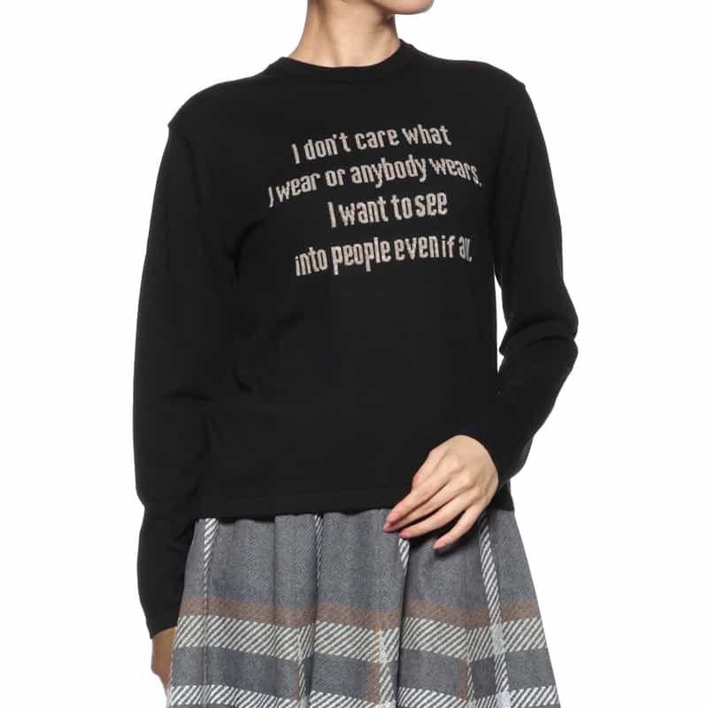 BARNEYS NEW YORK ウォッシャブル クルーネックニットプルオーバー BLACK