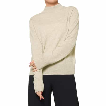 カシミヤ素材 モックネックニットプルオーバー