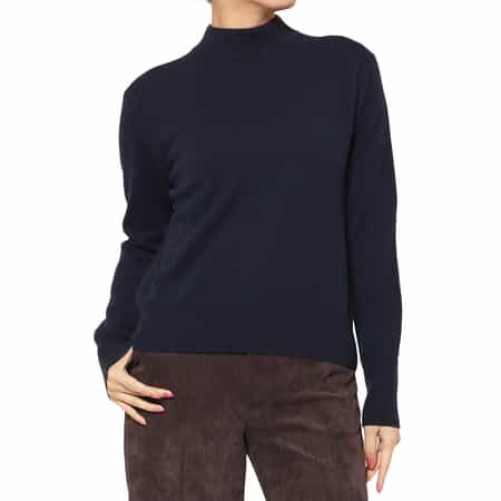 カシミヤ素材 モックネックニットプルオーバー