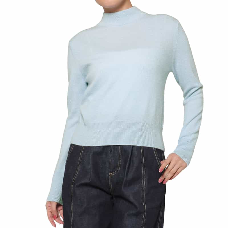 カシミヤ素材 モックネックニットプルオーバー