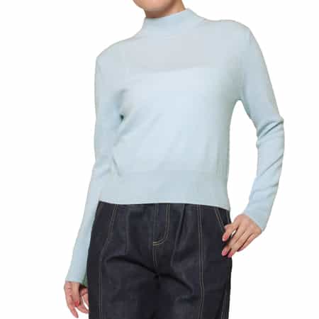 カシミヤ素材 モックネックニットプルオーバー