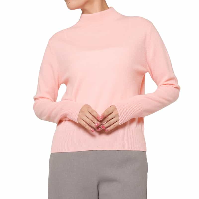 カシミヤ素材 モックネックニットプルオーバー