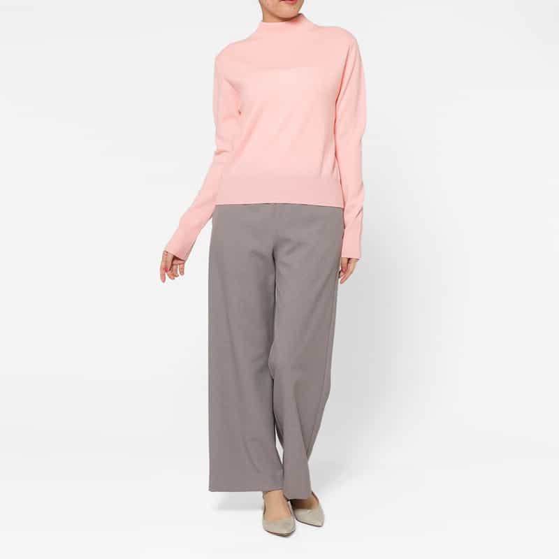 BARNEYS NEW YORK カシミヤ素材 モックネックニットプルオーバー LIGHT PINK
