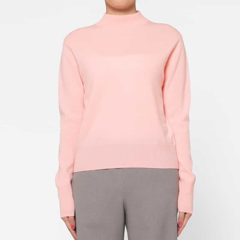 BARNEYS NEW YORK カシミヤ素材 モックネックニットプルオーバー LIGHT PINK
