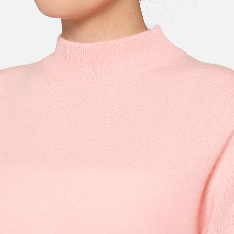 BARNEYS NEW YORK カシミヤ素材 モックネックニットプルオーバー LIGHT PINK
