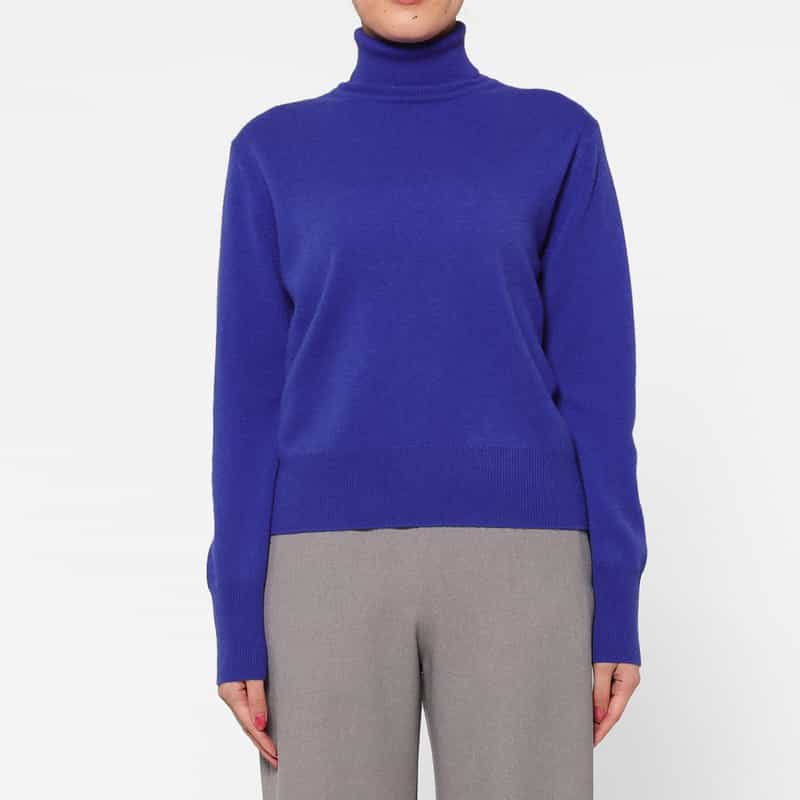 BARNEYS NEW YORK カシミヤ素材 タートルネックニットプルオーバー BLUE